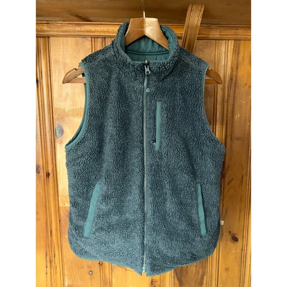 Womens Carhartt Sherpa Lined Elm Green Vest Reversible 102750 Small 4/6 Fit Med